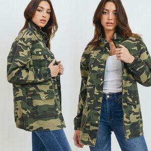 Camouflage Women's Zip and Button Down Jacket
